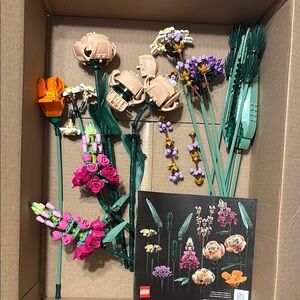 LEGO Botanical Flower Set with Pink, Orange, and Purple